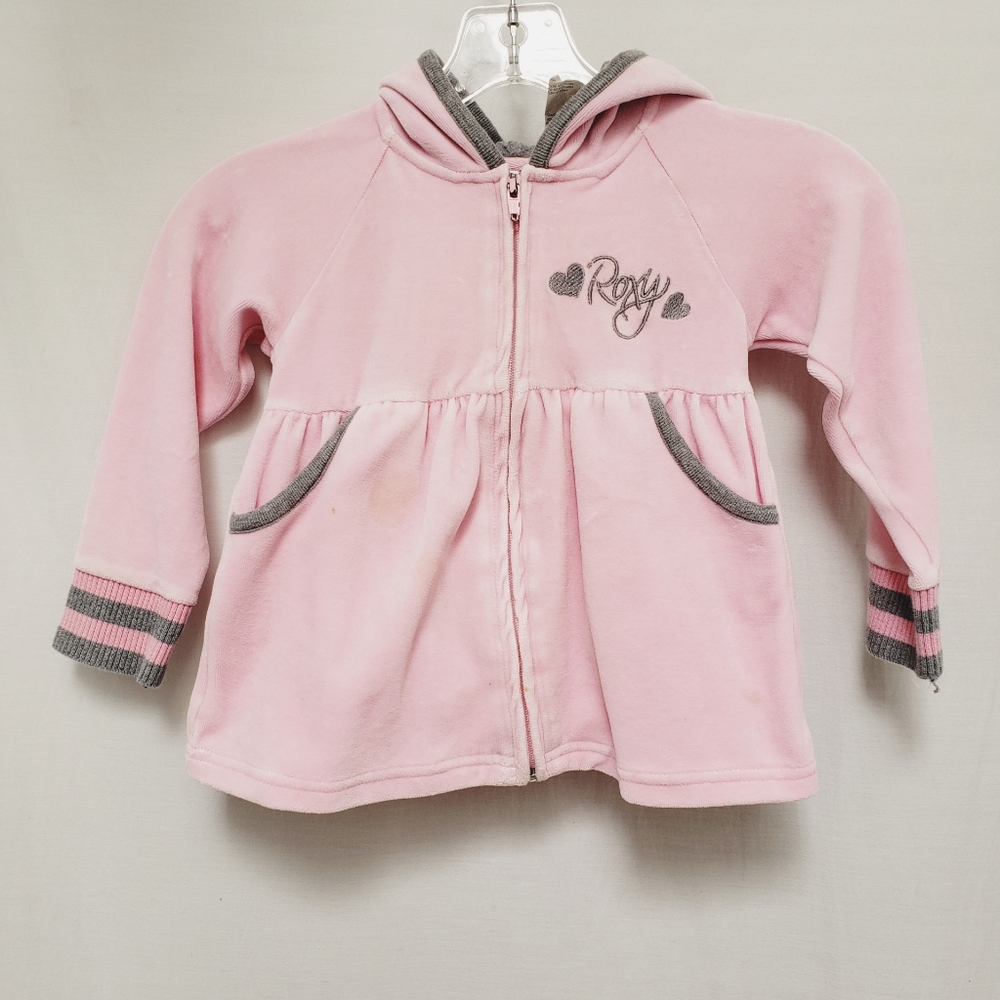 Pink Roxy Teenie Weenie Velour Zip-Up Hoodie Jacket